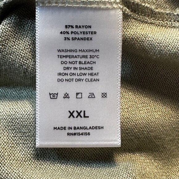 Mod Ref Women's V-Neck Top XXL Sage Rayon/Polyester/Spandex - Picture 4 of 8